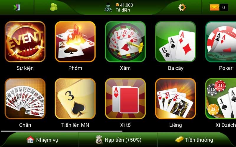 Tổng quan sảnh game bài 99Vbet
